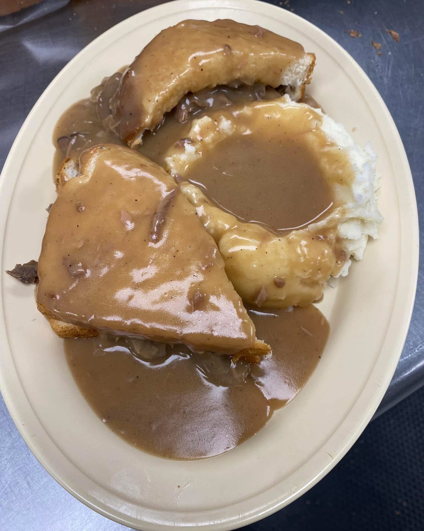 Classic hot beef sandwich